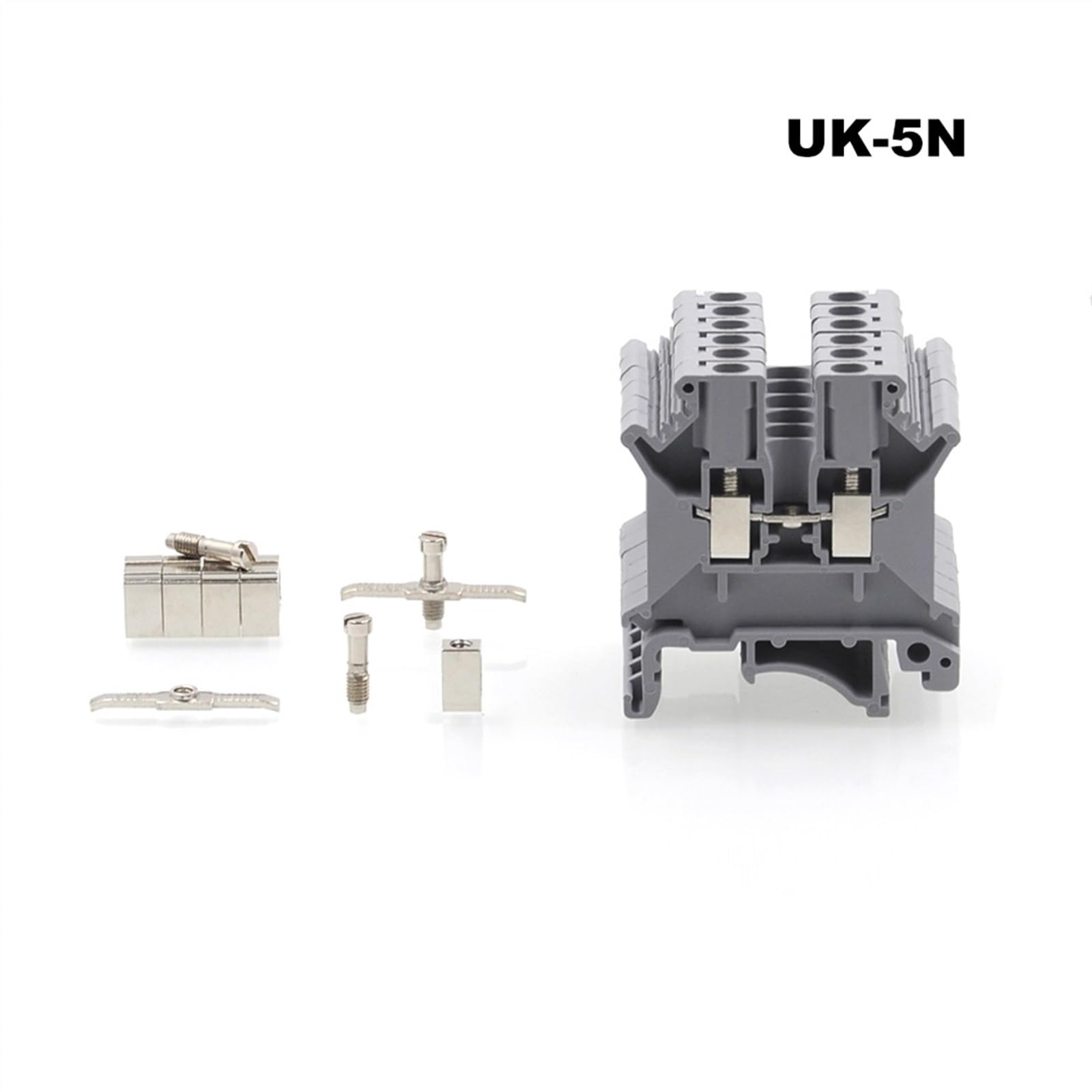 5/10 Uds. Bloques de terminales de Montaje en Carril DIN UK-5N Cable de Tornillo Conector de terminales eléctricos Cables de latón 41A 4mm2 (Size : 10pcs (UK-5N))