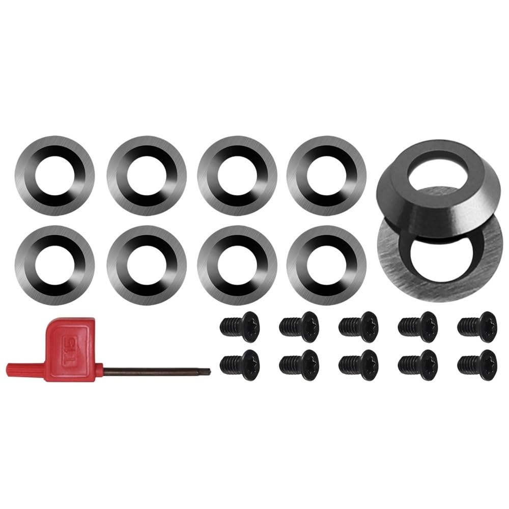 Llmwfa One Color 1 Set Carbide Turning Inserts 30 Degree With Screws Spanner Kit, Woodworking Lathe Tool Round Cutters(8.9X1.85mm)