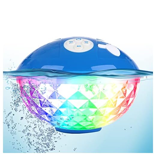 KingSom Pool Bluetooth Speakers with LED Lights,IPX7 Waterproof Floating Speaker,Stereo Sound,Built-in Mic,Wireless Shower Speaker for Hot Tub,Kayaking,Outdoor Travel,Picnic (Updated)