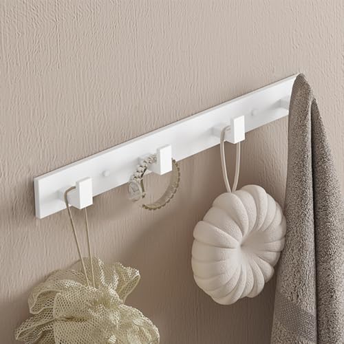 Image of Coat Rack, Heavy Duty Stainless Steel 4 Tri Coat Hook Hanger, Wall Mounted Storage Wall Hooks, Rustic Clothes Hook /Key Hook Rail for Bathroom Kitchen Entryway(4 Hook White)