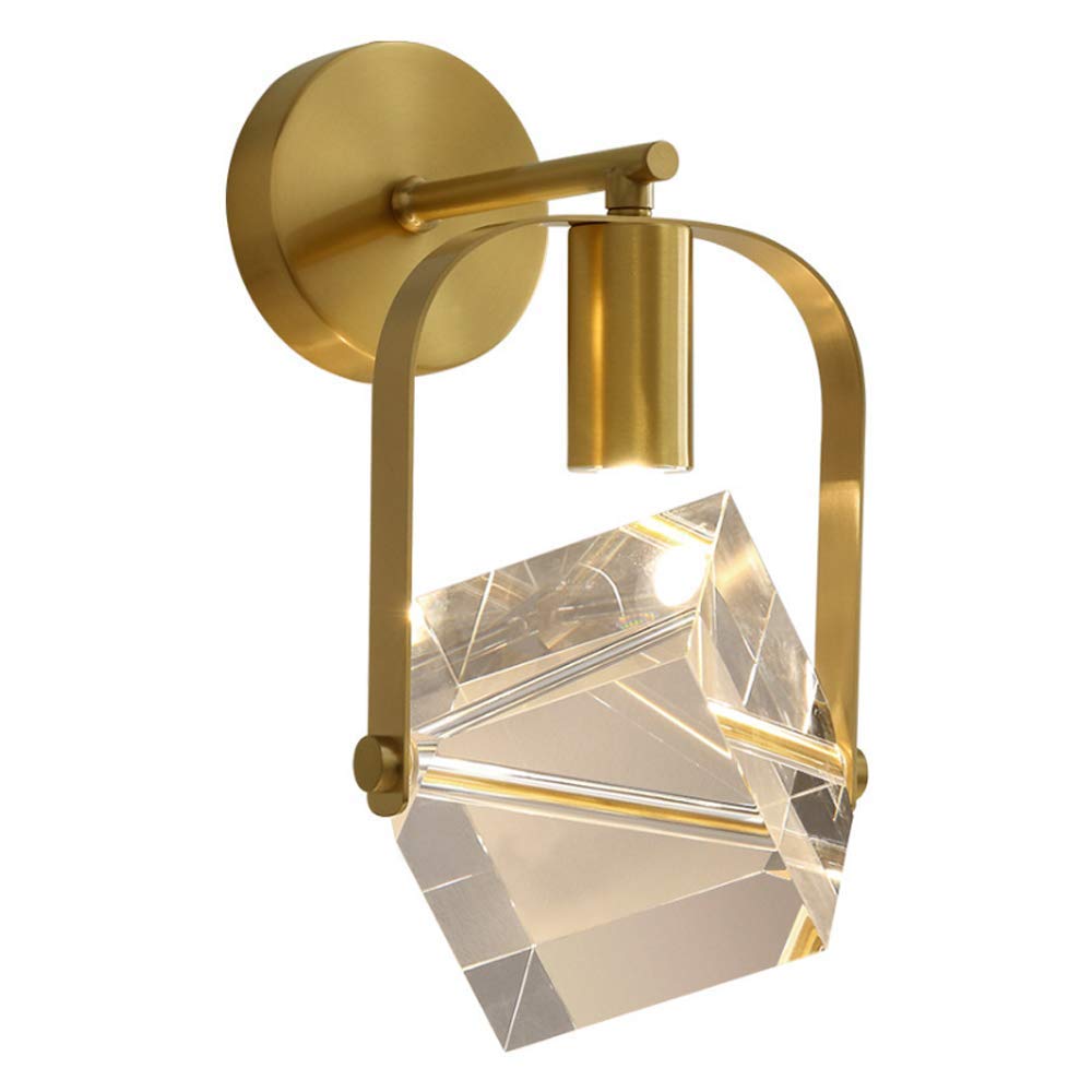 Lámpara de pared, lámpara de pared de Cristal de cobre con Luz cálida LED posmoderna, lámpara de pared de Ambiente sencillo nórdico para dormitorio, mesita de Noche, lámpara de pared de Fondo para TV