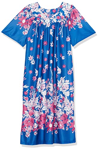 Image of AmeriMark Casual Women's Patio Muumuu House Dress Loose Comfortable Short Sleeve Sun Dress Lounger Gown Sleepwear for Ladies