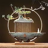 TJLSS Incienso Quemador Humo Cascada Incienso Palo con lámpara cerámica Incienso Quemador Portero Quemador (Color : A,...