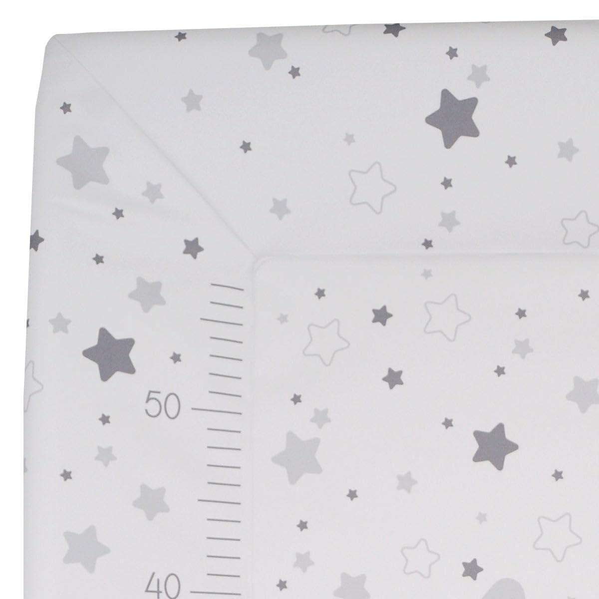 babyCalin Fasciatoio Luxury Star Grey 50 x 70 cm - Con tabella altezza stampata, 0.6 milliliters, 1 Piece, 1