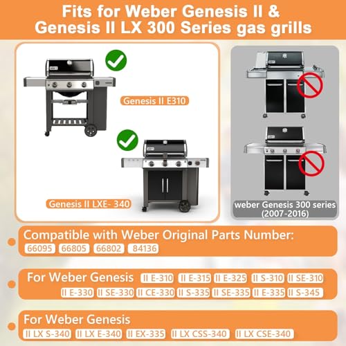 66095 Genesis II GS4 BBQ Griddle for Weber Genesis 2 GS4 BBQ Grill Parts Replacement Cast Iron Griddle Insert for Weber Genesis II/II LX 300 SER Accessories 66802 Webber Genesis 300 (2022 YRS), 1PC by PETKAO - Image 2