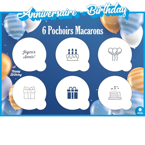 Generic - Lot de 6 pochoirs Anniversaire pour macarons