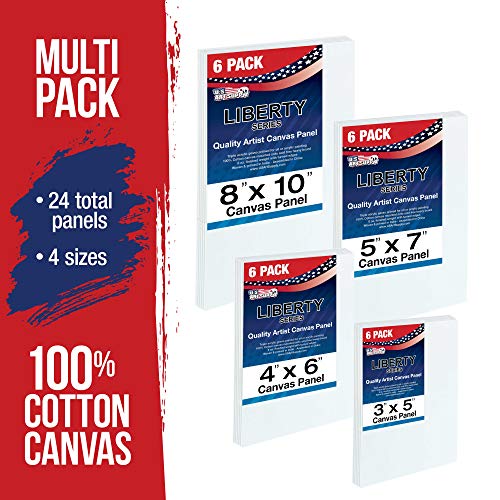 U.s. Art Supply Multi-Pack 6-Ea Of 3X5, 4X6, 5X7 & 8X10 Inch Professional Quality Small Artist Canvas Panel Board Assortment Pack (24 Total Panel Boards) #TOP1