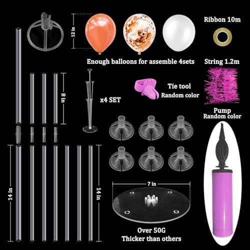 Image of ZJDHPTY 4Set Rose Gold Balloon Stand Table Centerpieces Party Decor | Birthday Graduation Baby Shower Bridal Shower Bachelorette Anniversary Wedding Retirement Decoration New Years Party Supplies