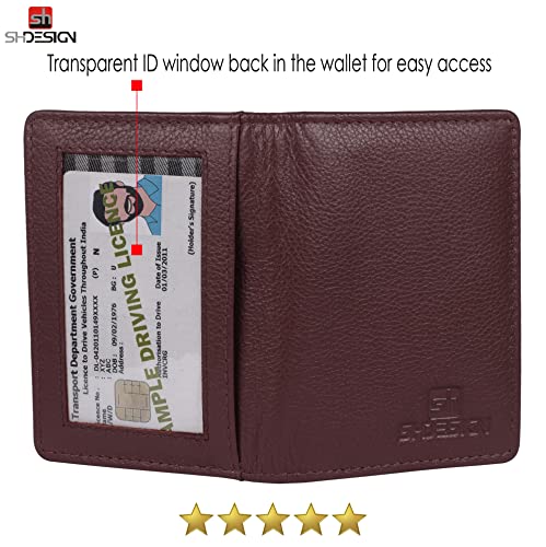 Image of SHDESIGN Chris Brown Bi fold Credit Debit /Card Holder Small Slim Minimalist Genuine Leather Wallet for Men /Women