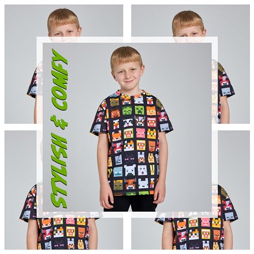 Minecraft Boys Crew Neck T-Shirts, Soft Breathable Material Pack of 2 Boys Gifts3