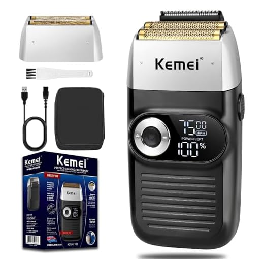 KEMEI Foil Shaver Barber for Men,Electric Razor Rechargeable with Beard Trimmer,Cordless Lithium Titanium Foil Shavers with Travel Case