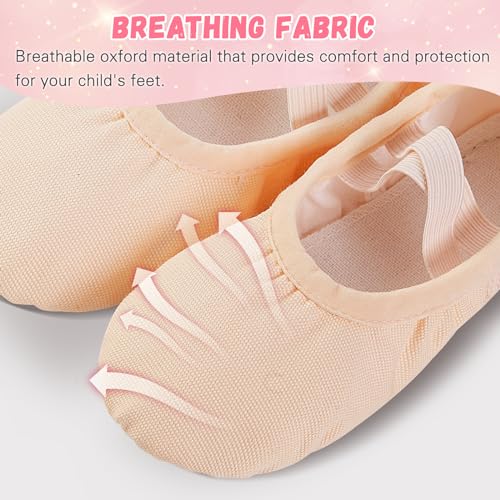 Ballet Shoes for Girls, Canvas Toddler Ballet Shoes Leather Split Sole Ballet Slippers for Girls Toddler/Little/Big Kid2