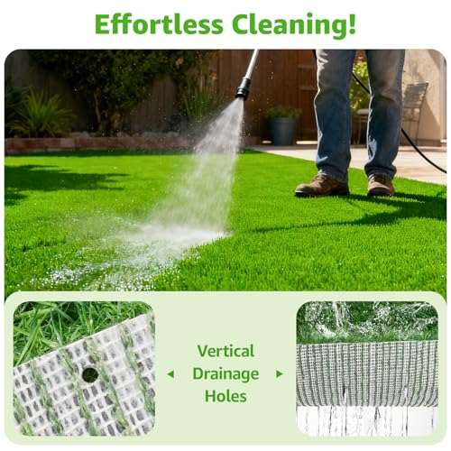 Oiyeefo Artificial Turf Grass Outdoor - Synthetic Fake Grass Rug with Drainage Holes for Patio, Balcony, Backyard - Pet Friendly Dog Turf Mat & Easy to Clean (3.2Ft x 6.5Ft) by Oiyeefo - Image 3