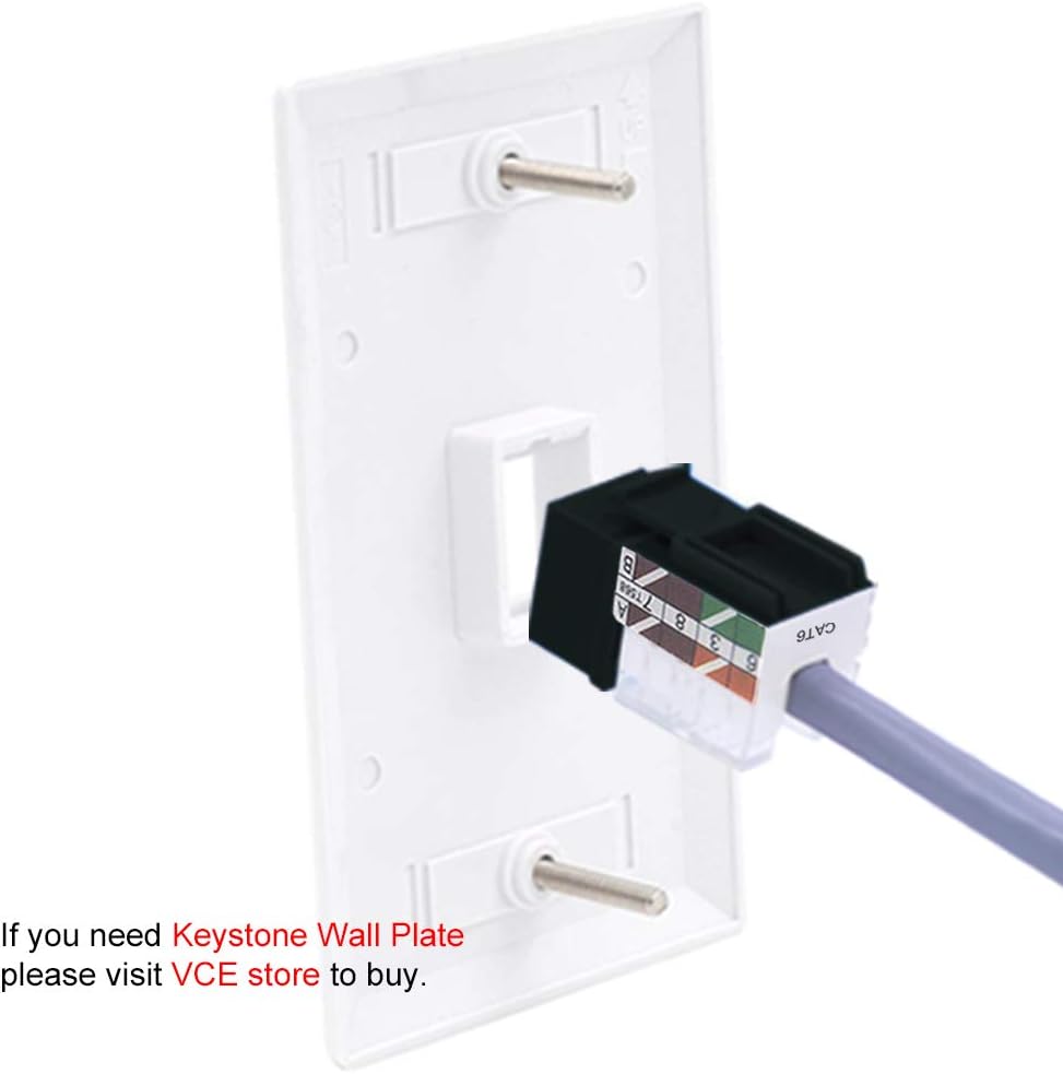 Best Cyber Deals 🔥 VCE Cat6 RJ45 Keystone Jack Insert Slim Profile 25-Pack, UL-Listed Ethernet Cat5e Cat5 Punch Down Jacks, UTP, 90-Degree (Black)