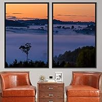 2 Piece Framed Canvas Wall Art Sunset in The Trees Canvas Prints Home Artwork Decoration for Living Room,Bedroom - 16