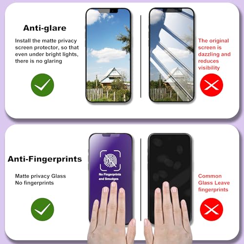 KUARMOR 2-Pack Matte Screen Protector for iPhone 13/13 Pro / 14 / 16e, Anti-Glare, Anti-Blue Light, [Easy to Install], 9H Tempered Glass, Case-Friendly, Shatterproof & Scratch Resistant by KUARMOR - Used condition - Image 4