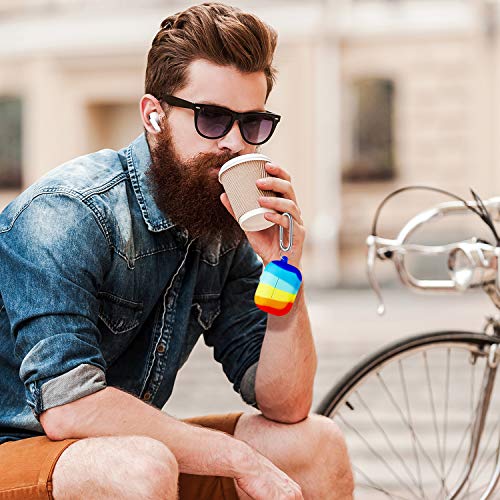 R-Fun Airpods Pro Case Cover With Keychain, Full Protective Silicone Skin For Women Men Girl With Apple 2019 Latest Airpods Pro Case, Front Led Visible, Rainbow #TOP4