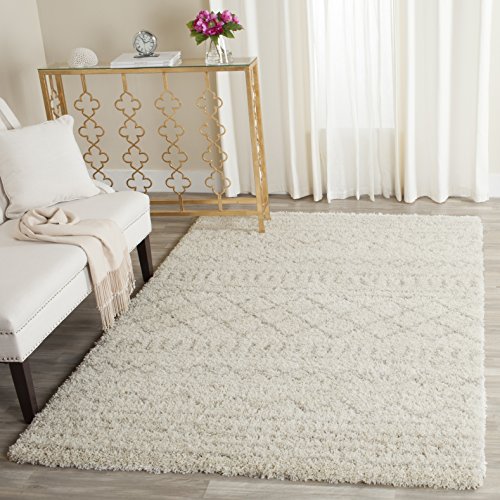Safavieh Arizona Shag Collection Area Rug - 5'1" X 7'6", Ivory & Beige, Moroccan Design, Non-Shedding & Easy Care, 1.6-Inch Thick Ideal For High Traffic Areas In Living Room, Bedroom (Asg741A) #TOP4