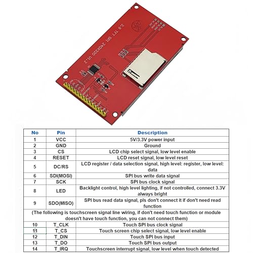 Module LCD TFT 320 x 240 SPI ILI9341 avec écran tactile pour carte Arduino Uno Mega - 5