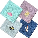 ブルーム 今治産 刺繍 ハンカチ 4枚セット ポッシュ 20×20cm 綿100％ 日本製 個包装 今治袋ラッピング プチギフト プレゼント お配りギフト レディース メンズ (バラエティA)