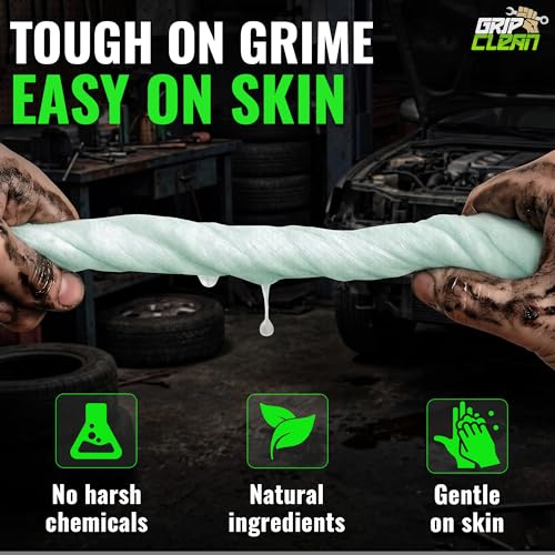Image of Grip Clean Heavy Duty Hand & Tool Cleaning Wipes - Waterless Hand Cleaner for Mechanics, Garage & Shop Use - Dual-Sided Grease, Oil & Paint Remover Wipes with Citrus Scent - 30ct