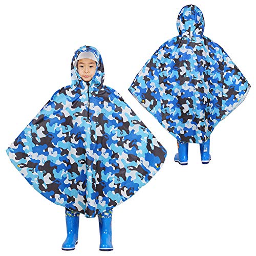 FACAI Kinder Poncho Fahrrad Poncho Fahrrad Elektroauto Rücksitz Grundschüler Lose Pullover Regenmantel Mittlere Kinder Können Schultaschen Tragen,H-XL