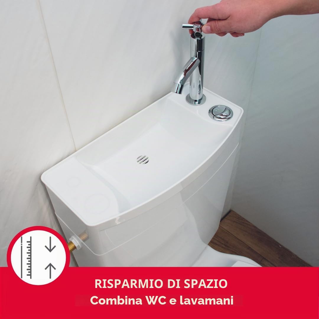 Wirquin 50720090 Cassetta Iseo bassa lavamani FR, bianca, H 412 mm x L 380 mm x P 180 mm