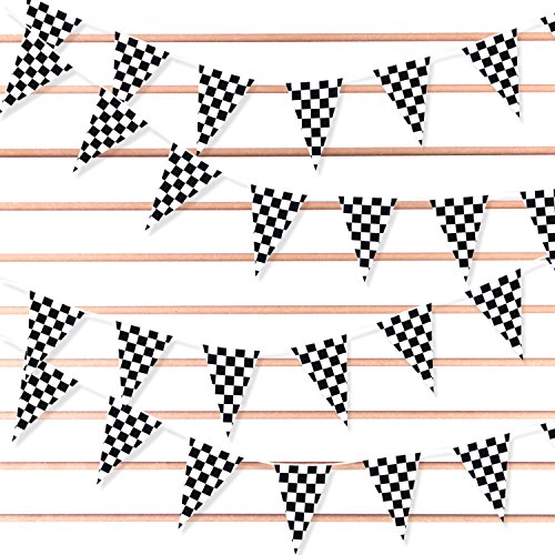 100 Foot Long Race Track Car Finish Line Black And White Plastic Pennant Party Checker Pattern String Curtain Banner For Decorations, Birthdays, Event Supplies, Festivals, Children & Adults #TOP3
