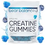 Bear Balanced Creatine Gummies for Men & Women - Creapure® Creatine Monohydrate, L-Theanine, L-Tyrosine & B12 for Muscle Growth, Strength, Focus, Energy & Health - Low Calorie, Sugar-Free, & Vegan