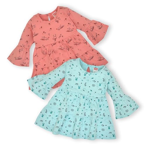Image of LuvLap Baby Girls 100% Cotton Full Sleeve Girl Frock, Pack of 02