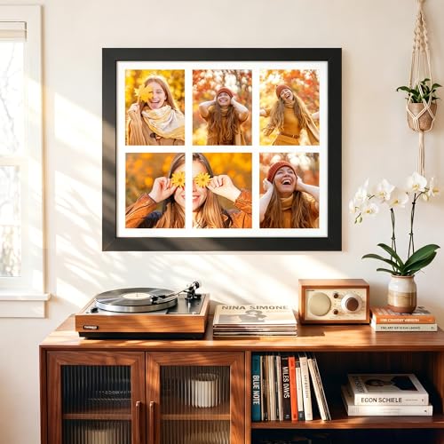 Image of DUENPY 21.7x26.1 Picture Frame 6-Opening 8x10 Collage Picture Frame Displays Six 8x10 Photos Wall Decor Wall Hanging or Tabletop Black