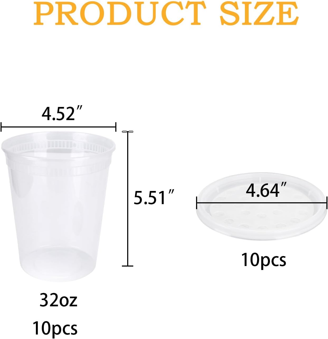 32 OZ Deli Cups with Fabric Vented Lids,Mesh Culture Containers,10 Pack