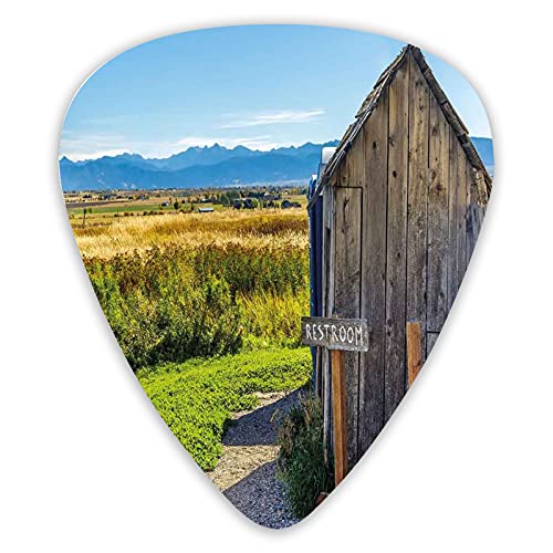 Lot de 12 médiators pour guitare avec boîte fine, ancien hangar de grange en bois rustique dans une image de village de ferme, coffret cadeau spécial pour guitariste - Les Beatles, Paul McCartney, John Lennon, RIngo Starr, George Harrison Lot de 12 médiators pour guitare avec boîte fine, ancien hangar de grange en bois rustique dans une image de village de ferme, coffret cadeau spécial pour guitariste