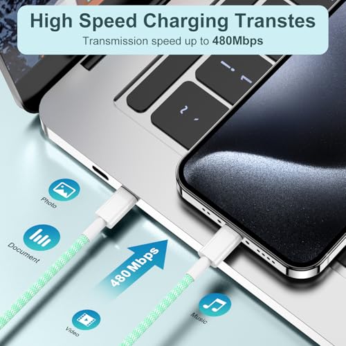 Long USB C to C Fast Charging Cable 10ft, 60W Type C to C Charger Cord for Apple iPhone 17 Pro Max/17 Air/16 Pro Max/16/15 Plus/15 Pro Max,MacBook Pro 2021/2020/2019/2018,iPad 12.9/Mini,Samsung Galaxy by COONCXEN - Image 5