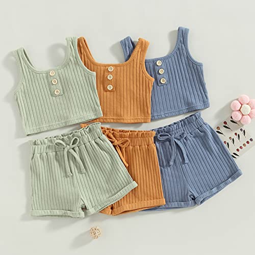 Ledy Champswiin Little Toddler Kids Girl Clothes Set 1-8 Years Summer Outfits Solid Color Tank Tops & Shorts2
