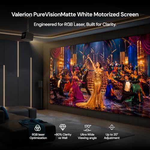 Image of AWOL Valerion 100 inch PureVision Fixed Frame Projector Screen, Laser Speckle Reduction, PET Matte Screen, 4K /8K UHD Ready, True Color with 1.0 Gain, 170 Wide Viewing Angle, Long Throw & UST Compatible