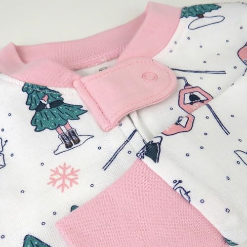 HonestBaby Girls' Organic Cotton Snug-fit Footed Pajamas2