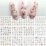 Bunny Nail Stickers Water Transfer Nail Decals Cute Carrot Rabbit Designs Nail Supplies Spring Easte