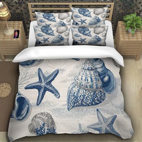 Parure de couette coquillage imprimé 3D durable ensemble de lit simple 140x200
