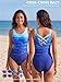 American Trends Athletic One Piece Swimsuits for Women Full Coverage Modest Bathing Suits Chlorine Resistant Water Aerobics Sporty Swimwear Blue XL