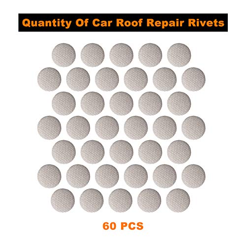 Car Roof Headliner Repair Button 60 pcs, Auto Roof Snap Rivets Retainer Design for Car Roof Flannelette Fixed, with Installation Tool, Fit All Cars