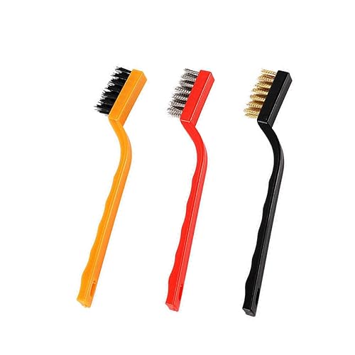 Paquete de 3 cepillos de latón removedor de óxido, cepillo de alambre pequeño, cepillo de alambre de latón, cepillos de latón para limpieza,