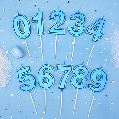 PHD CAKE 2.76 Inch Luxe Blue 3 Number Birthday Candles, Blue Number Candles, Cake Number Candles, Party Celebration