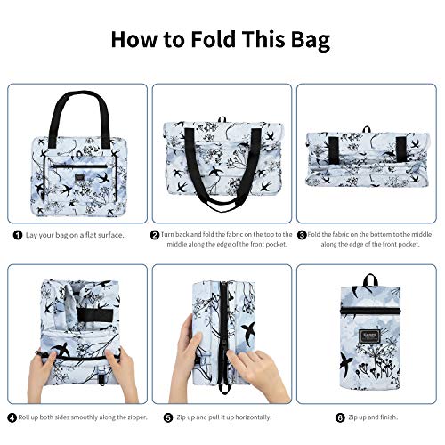 Gonex Travel Duffel Bag, Foldable Small Duffle Carry on Luggage Personal Item Bag Weekender Tote Bags Overnight Hospital Bag for Women Girls 30L Swallow