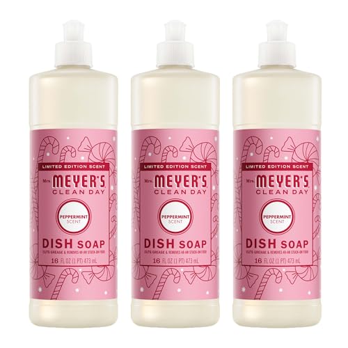 Mrs. MEYERS CLEAN DAY Liquid Dish Soap Peppermint Scent 16 Fl Oz Bottle - 3 Pack