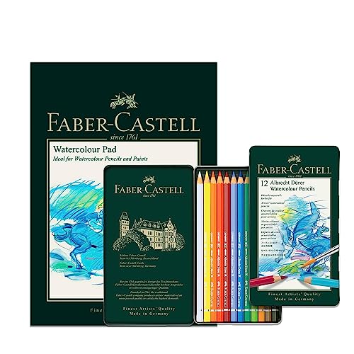 Bloc de acuarela A4 Faber-Castell y 12 lápices Albrecht Dürer para dibujo