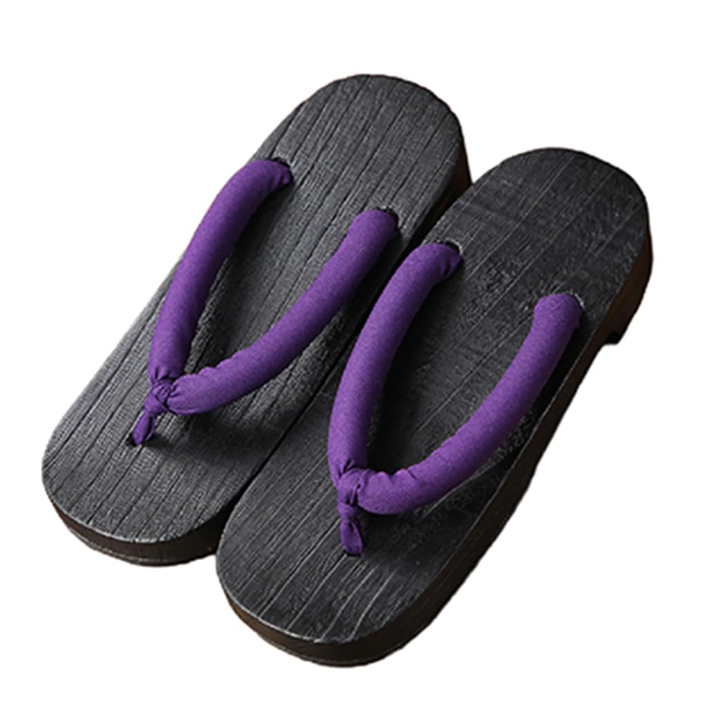 Yczhd Men's Purple And Wo's Wooden Clogs Japanese Flip Flops,Flat Shoes Japanese Traditional Clogs Geta Sandals Traditional Round Headed Wooden Clogs Slippers(Size:eu 38,Color:purple)