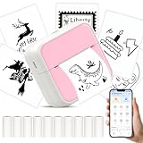 HUIJUTCHEN Mini Pocket Printer for iPhone/Android,Portable Mini Sticker Printer with 10 Rolls Non-Sticky Thermal Papers, Blue-Tooth Thermal Mini Printer for Journal Memo Notes Photo Study