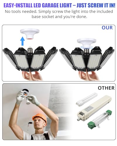 Image of Tudoccy LED Garage Lights 2 Pack, 40000LM 8-Panel Shop Light