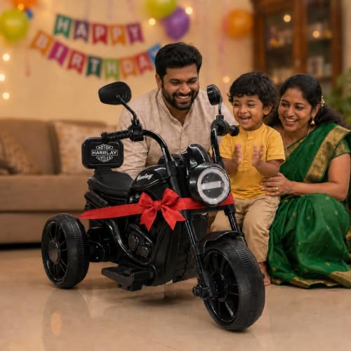 Image of Wishmaster Mini Harlay Electric Ride-On Bike for Kids | 6V Battery-Operated Motorcycle | Foot Accelerator | Suitable for Boys & Girls Aged 2-5 Years | Sturdy & Safe Toy Bike